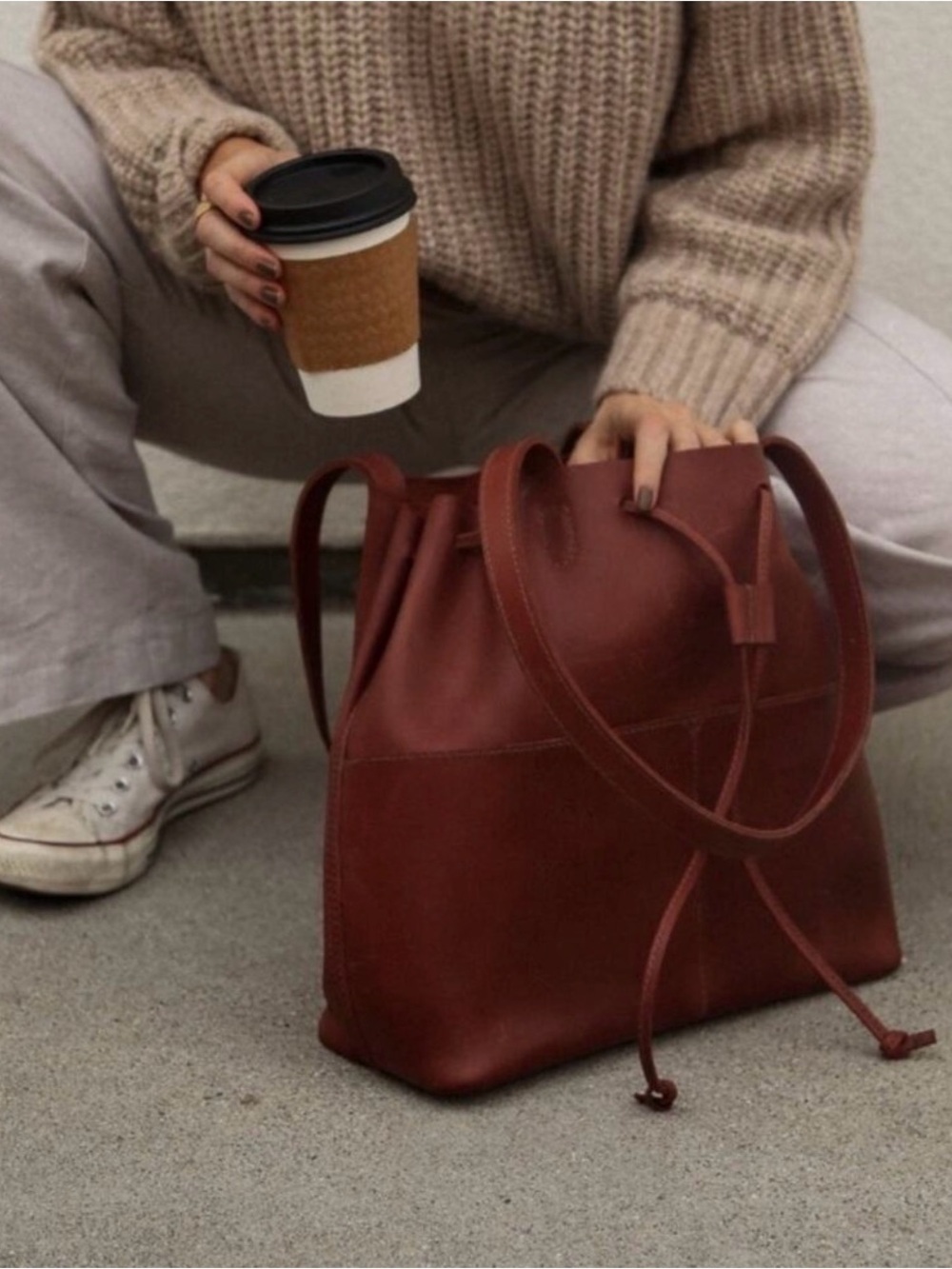 Parker Clay Emma Bucket Bag in Clay Red